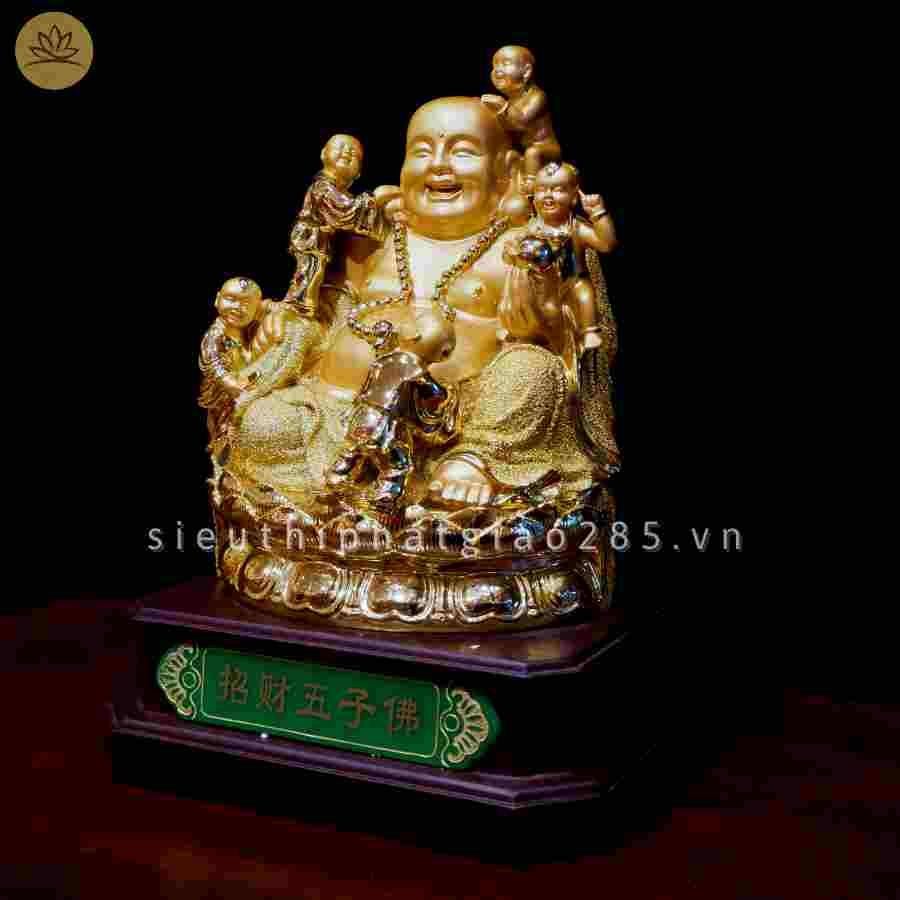  Tượng Di Lặc xi vàng chú tiểu vây quanh 