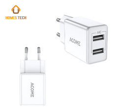 Củ sạc ACOME 2 cổng USB hỗ trợ sạc nhanh 2.4A