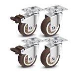  Bánh xe cao su TPR màu nâu đế thép phi 50mm có khóa, không khóa (Cái) 