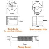  Bộ phụ kiện liên kết 3 thành phần cam A801 