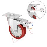  Bánh xe nhựa đỏ đế thép có khóa (Cái) 