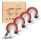  Bánh xe nhựa đỏ đế thép có khóa (Cái) 