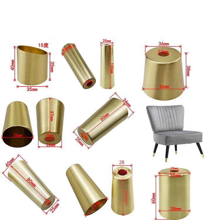  Ống Côn Màu Đồng Chụp Chân Bàn Ghế 62x22x30mm 