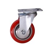  Bánh xe nhựa đỏ đế thép phi 75mm 