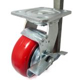  Bánh xe nhựa đỏ đế thép phi 75mm 