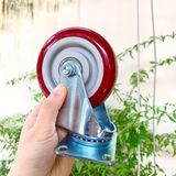  Bánh xe đế vuông màu đỏ phi 100mm, cao tổng 130mm - không khóa (Cái) 