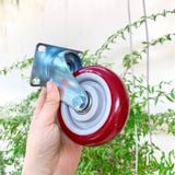  Bánh xe đế vuông màu đỏ phi 100mm, cao tổng 130mm - không khóa (Cái) 