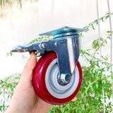  Bánh xe đế vuông màu đỏ phi 100mm, cao tổng 130mm - có khóa (Cái) 