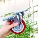  Bánh xe đế vuông màu đỏ phi 100mm, cao tổng 130mm - có khóa (Cái) 