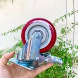  Bánh xe đế vuông màu đỏ phi 100mm, cao tổng 130mm - có khóa (Cái) 