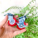  Bánh xe đỏ đế vuông phi 40mm có khóa - không khóa (Cái) 
