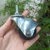  Bánh xe cầu tròn ty ren pat trắng nikel (cái) 