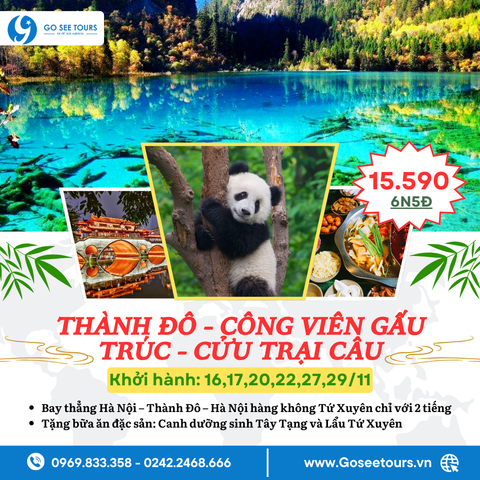 THÀNH ĐÔ - CÔNG VIÊN GẤU TRÚC - CỬU TRẠI CÂU - SHENZHEN AIRLINES