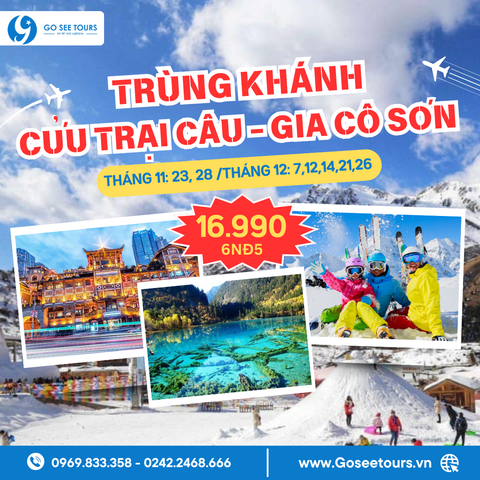 TRÙNG KHÁNH - CỬU TRẠI CÂU - TRƯỢT TUYẾT GIA CÔ SƠN - 6N5Đ - BAY WEST AIR
