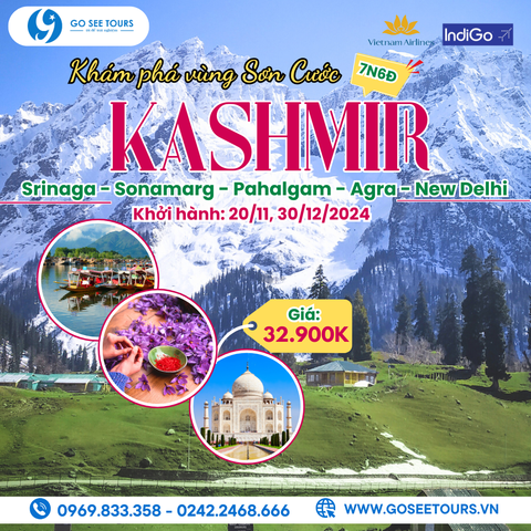 6.KASHMIR - AGRA - NEW DELHI - 7N6Đ - VIETNAM AIRLINES