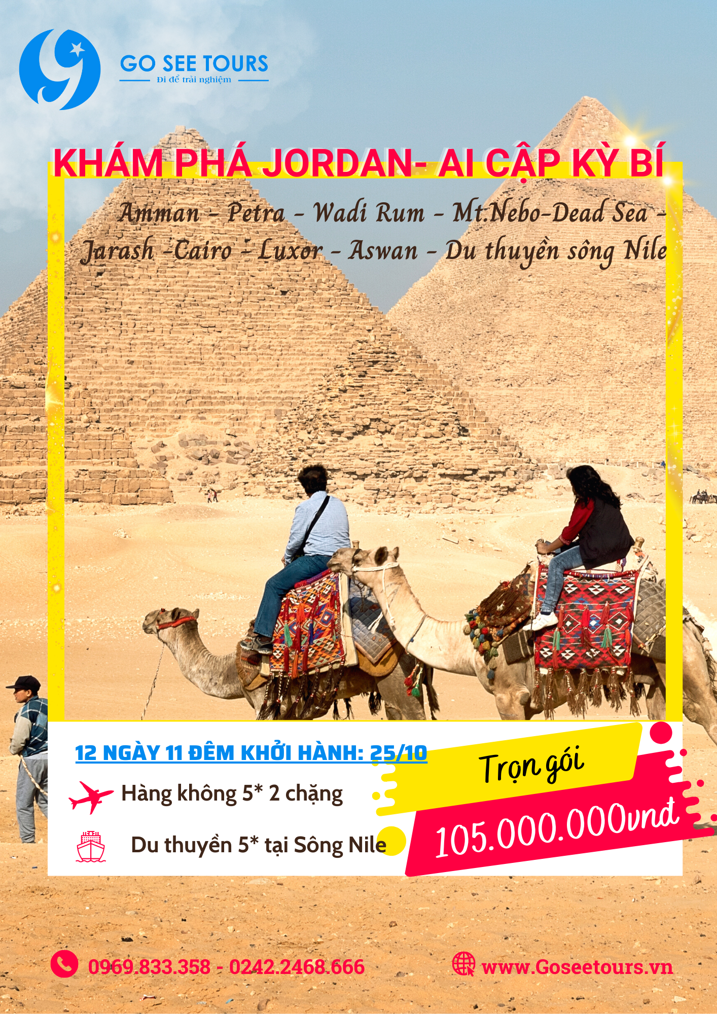 TOUR JORDAN - AI CẬP - HÀNG KHÔNG 5* - DU THUYỀN 5* - 12N11Đ