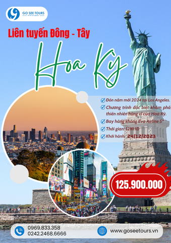 LIÊN TUYẾN ĐÔNG TÂY HOA KỲ - 12N11Đ - BAY EVA AIRLINES 5*