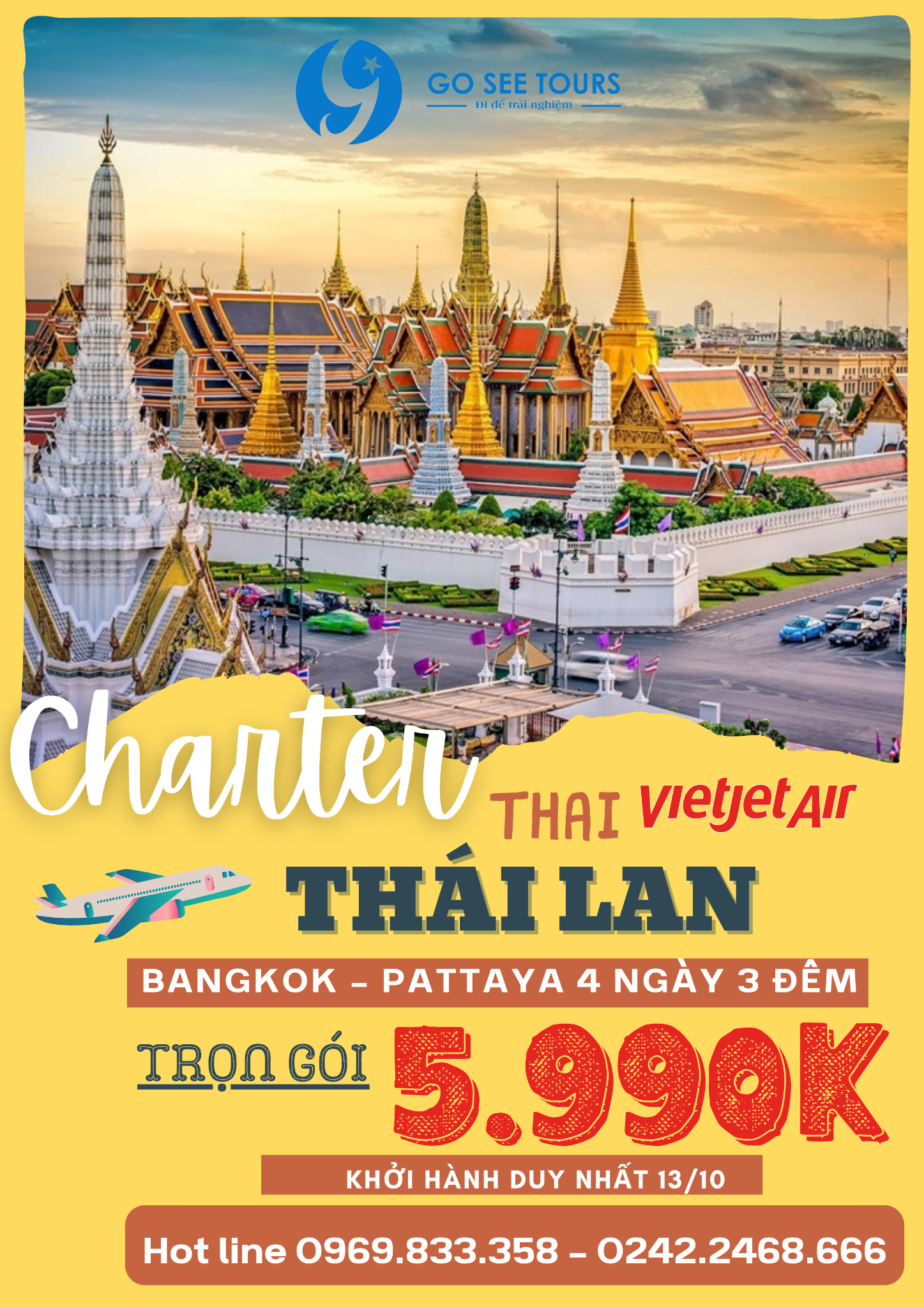 TOUR THÁI LAN - BANGKOK- PATTAYA -  4N3Đ - BAY THAI VIETJET