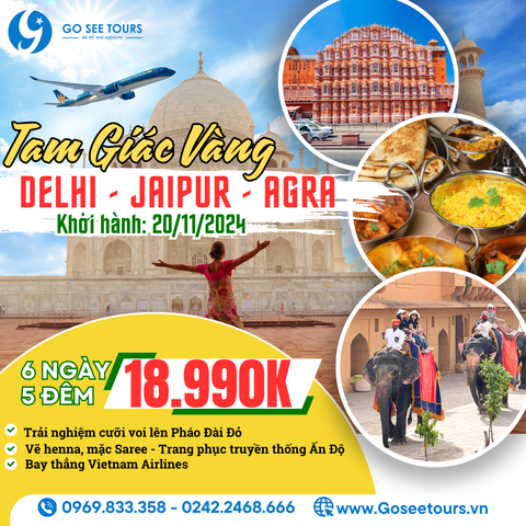 TAM GIÁC VÀNG ẤN ĐỘ - DELHI - JAIPUR -AGRA - 6N5Đ - VIETNAM AIRLINES