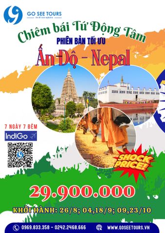 CHIÊM BÁI TỨ ĐỘNG TÂM - ẤN ĐỘ - NEPAL - 8N8Đ - BAY INDIGO AIRLINES