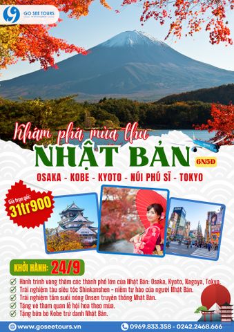 NHẬT BẢN OSAKA – KOBE – KYOTO –NÚI PHÚ SỸ – TOKYO - 6N5Đ - VIETNAM AIRLINES