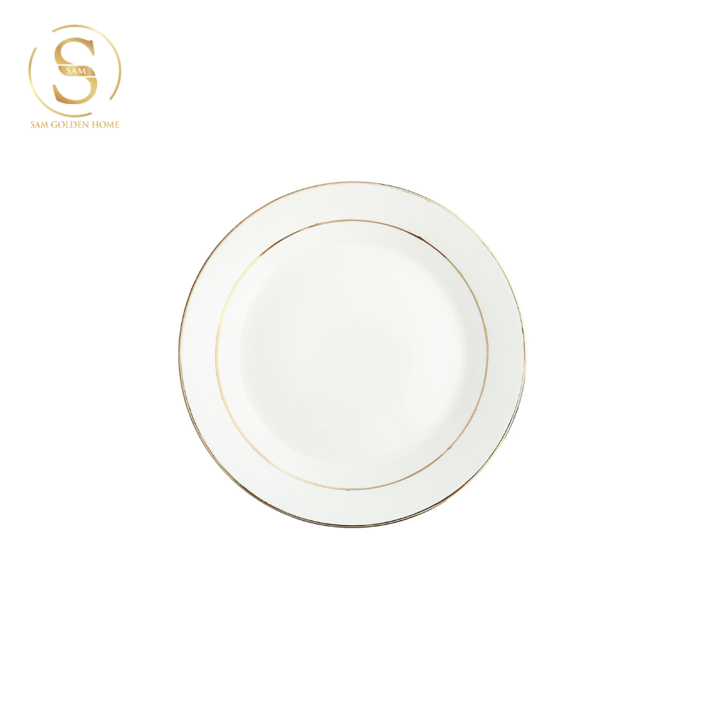 Đĩa Sứ Xương Finch Viền Vàng Cao Cấp Cỡ Nhỏ Sang Trọng