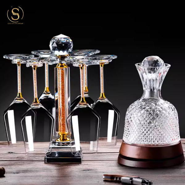 Set 2 Ly Rượu Vang Roxana Pha Lê Cao Cấp Sang Trọng - Gold