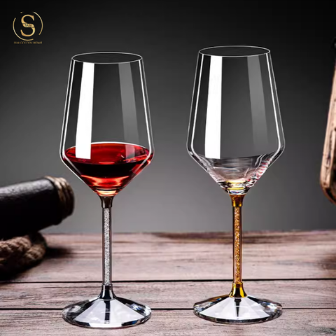  Set 2 Ly Rượu Vang Roxana Pha Lê Cao Cấp Sang Trọng - Gold 