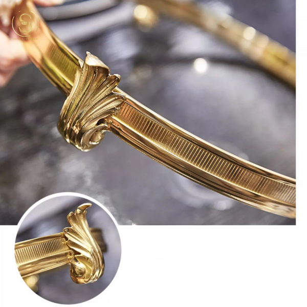 Khay Hình Tròn V Luxury Neo Trang Trí Cao Cấp Màu Đen Viền Vàng Sang Trọng Phong Cách Châu Âu Hiện Đại
