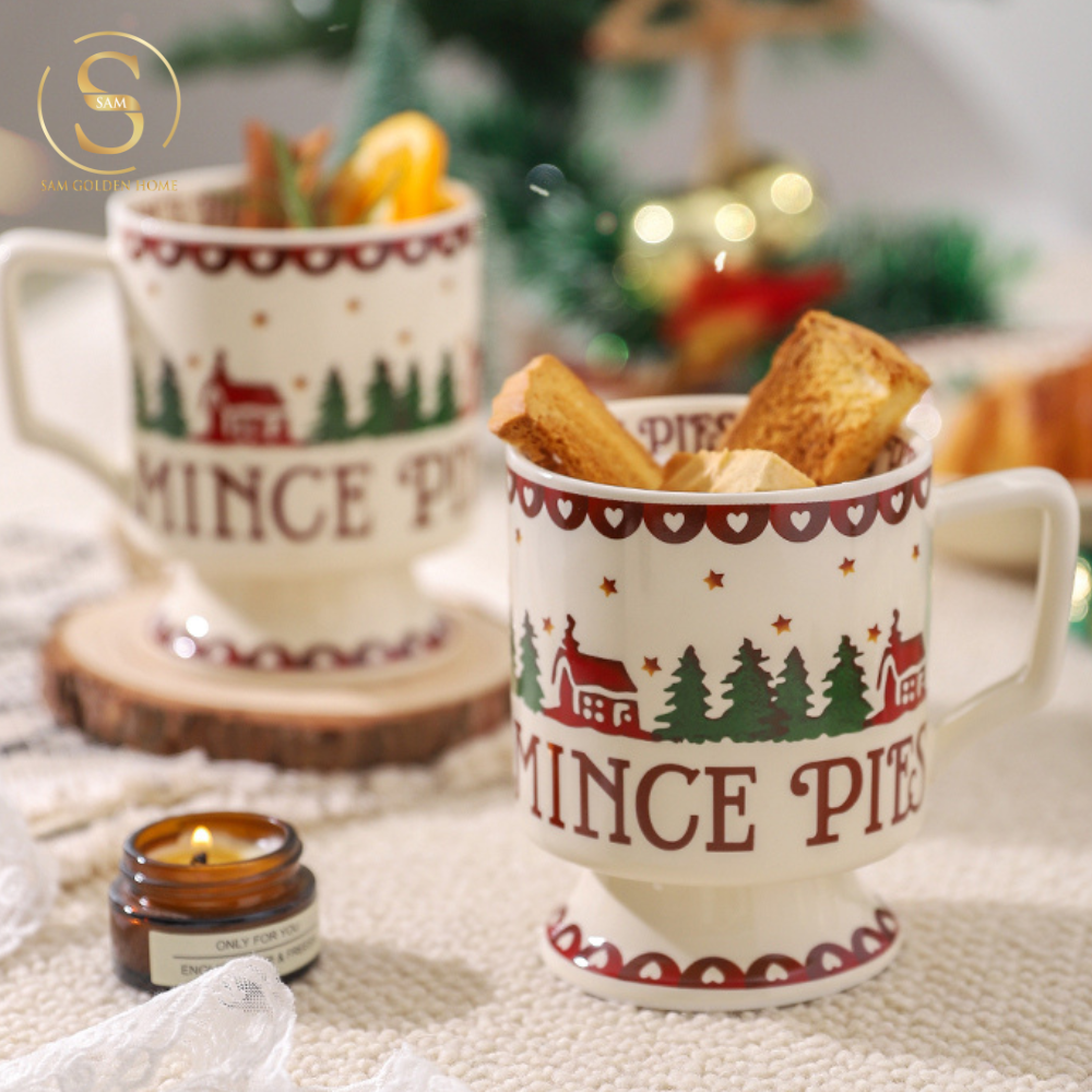 Set 4 Ly Uống Nước Carol Sứ Xương Cao Cấp Trang Trí Giáng Sinh