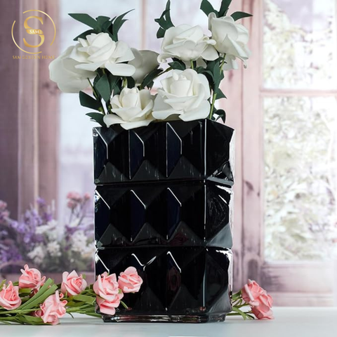  Bình Hoa Thủy Tinh Tango Màu Đen Trang Trí Sang Trọng Phong Cách Hiện Đại Châu Âu 
