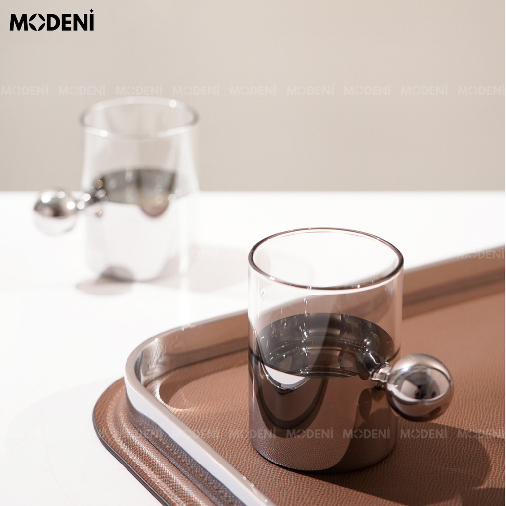 Bộ Bình Ly Thủy Tinh Cao Cấp Silver Nắp Tròn Dune Hiện Đại Sang Trọng