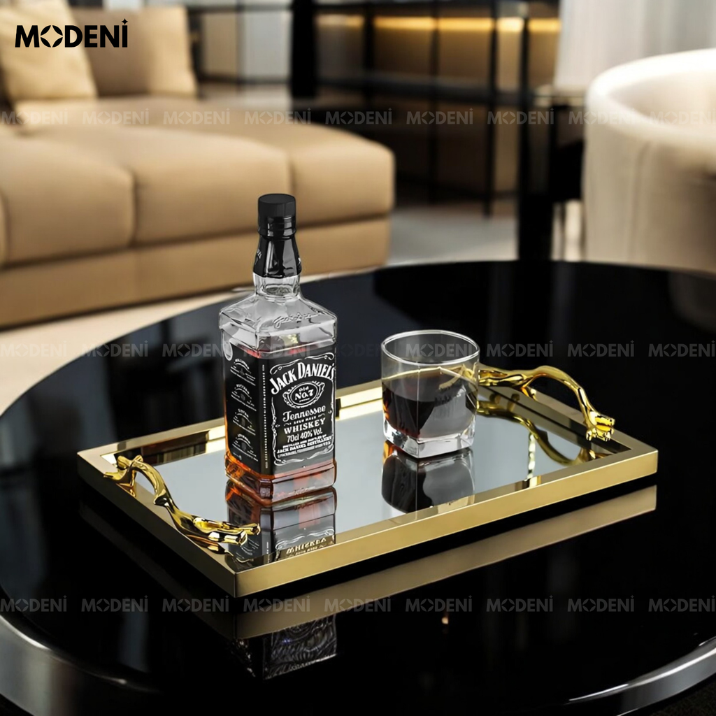 Khay Chữ Nhật Felix – Khay Decor Cao Cấp Sang Trọng – Tay Cầm Họa Tiết Nghệ Thuật – Phù Hợp Trang Trí Bàn Console, Bàn Sofa, Kệ Tủ Phòng Khách Hiện Đại