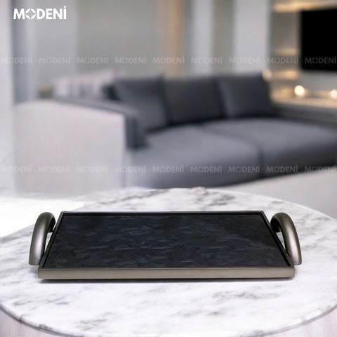 khay chữ nhật clitus đen sang trọng hiện đại cho bàn sofa