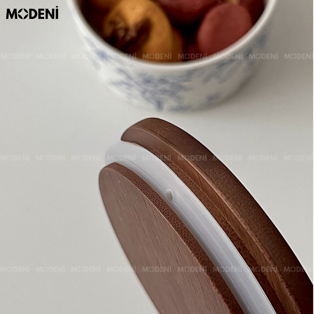 Lọ Đựng Palm Màu Đỏ – Hũ Sứ Nắp Gỗ Đựng Trà Bánh Kẹo – Hoa Văn Cổ Sang Trọng Vintage – Decor Tủ Kệ Đậm Gu