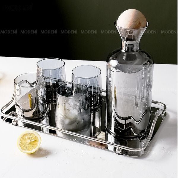 bộ bình ly thuỷ tinh layla xám sang trọng kèm hộp