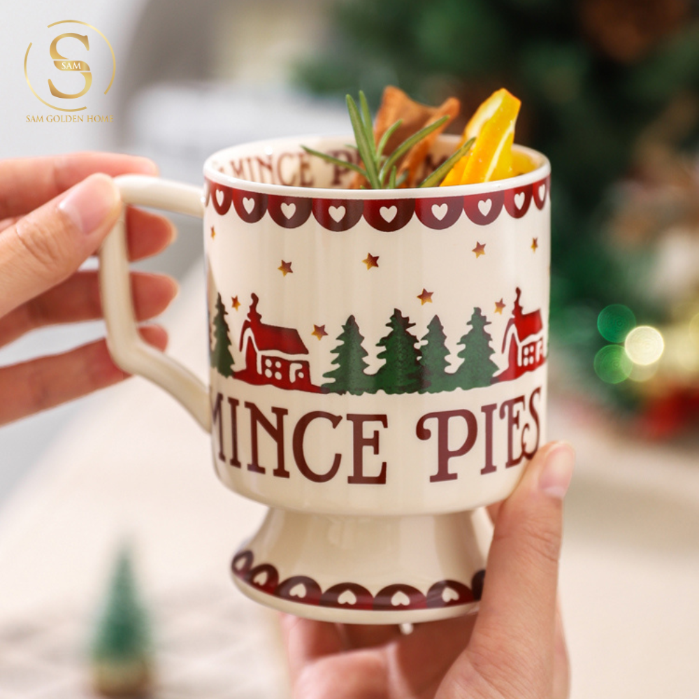 Set 4 Ly Uống Nước Carol Sứ Xương Cao Cấp Trang Trí Giáng Sinh
