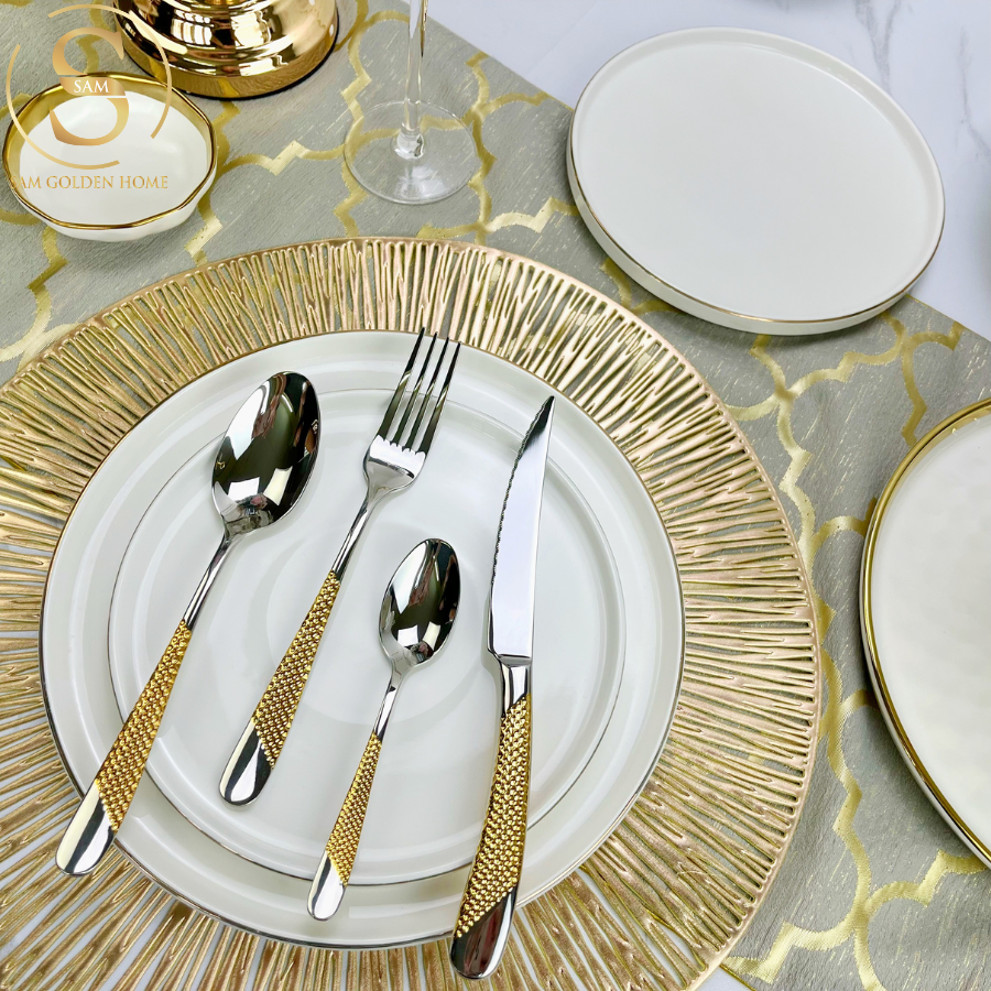Dao Muỗng Nĩa Ferran Diagonal Textured Cutlery Set Silver  Inox 304 Cao Cấp Sang Trọng (LẺ)