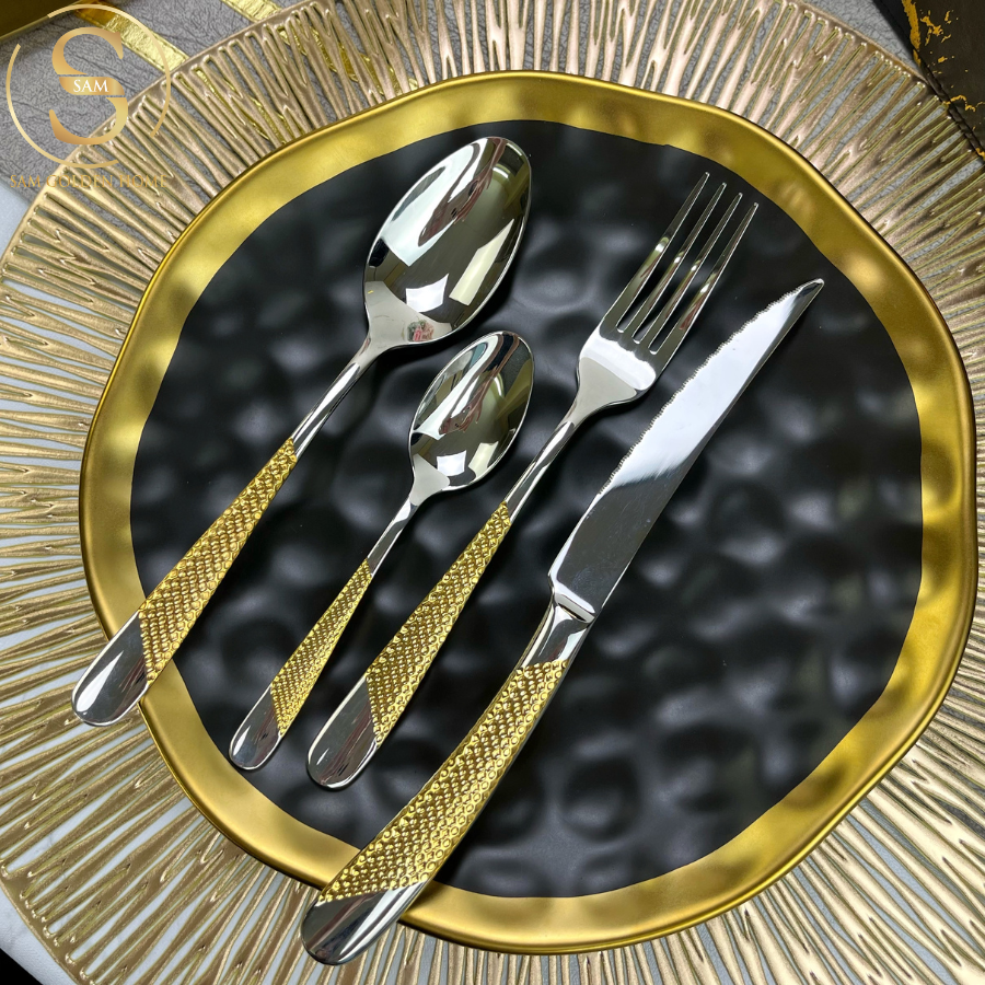 Dao Muỗng Nĩa Ferran Diagonal Textured Cutlery Set Silver  Inox 304 Cao Cấp Sang Trọng (LẺ)