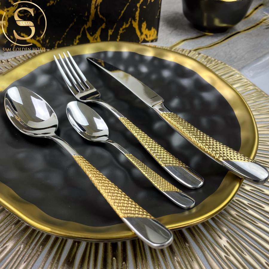 Dao Muỗng Nĩa Ferran Diagonal Textured Cutlery Set Silver  Inox 304 Cao Cấp Sang Trọng (LẺ)