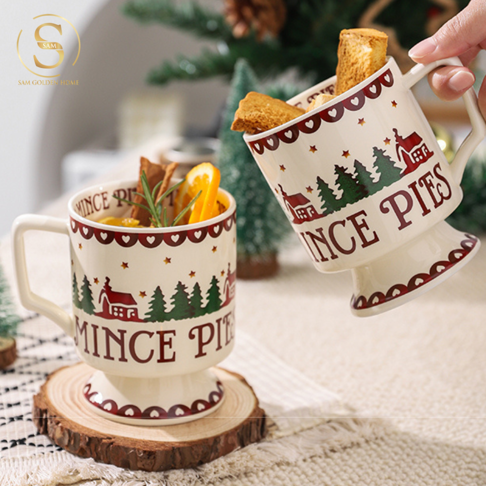 Set 4 Ly Uống Nước Carol Sứ Xương Cao Cấp Trang Trí Giáng Sinh