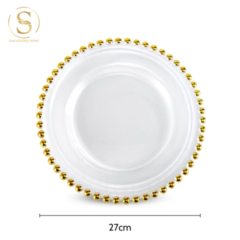  Đĩa Thủy Tinh Golden Pearl Nhỏ Cao Cấp Sang Trọng 