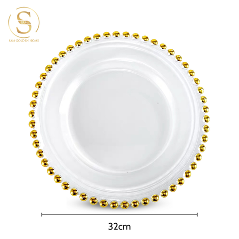  Đĩa Thủy Tinh Golden Pearl Lớn Cao Cấp Sang Trọng 