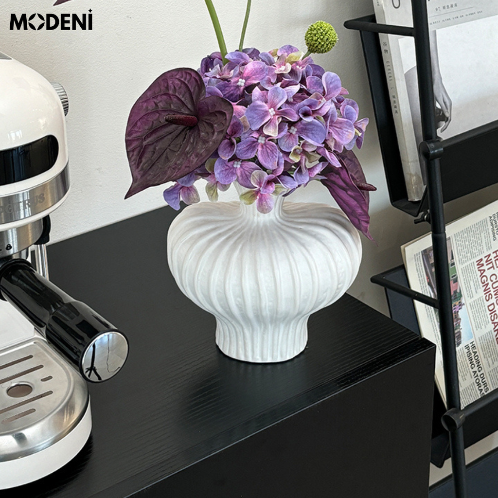 Bình Hoa Sứ Curva Cao Cấp Nghệ Thuật Lượn Sóng 3D | Decor Bàn Console – Kệ Tủ Sang Trọng