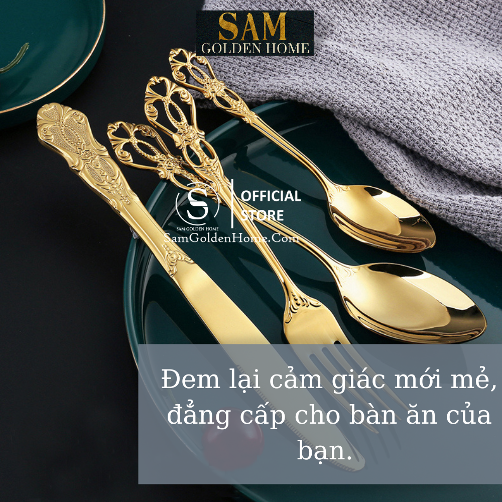 Muỗng Nĩa Royal Hàn Quốc Inox 304 Mạ Vàng Cao Cấp Sang Trọng Hiện Đại (LẺ)