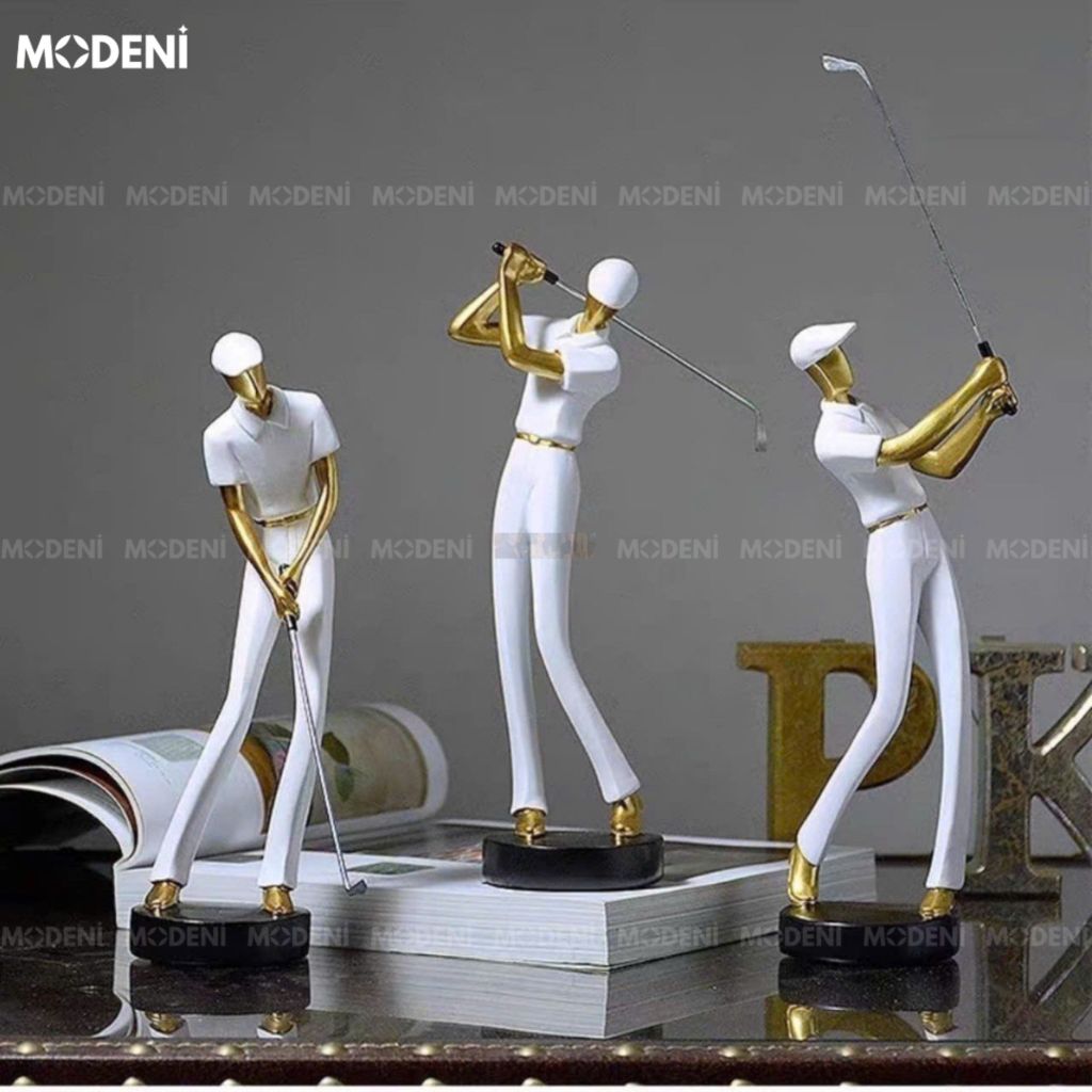 Set 3 Tượng Golf Boss Trắng Cao Cấp – Dáng Đứng Thanh Lịch – Điểm Nhấn Nghệ Thuật Cho Không Gian Sống Hiện Đại