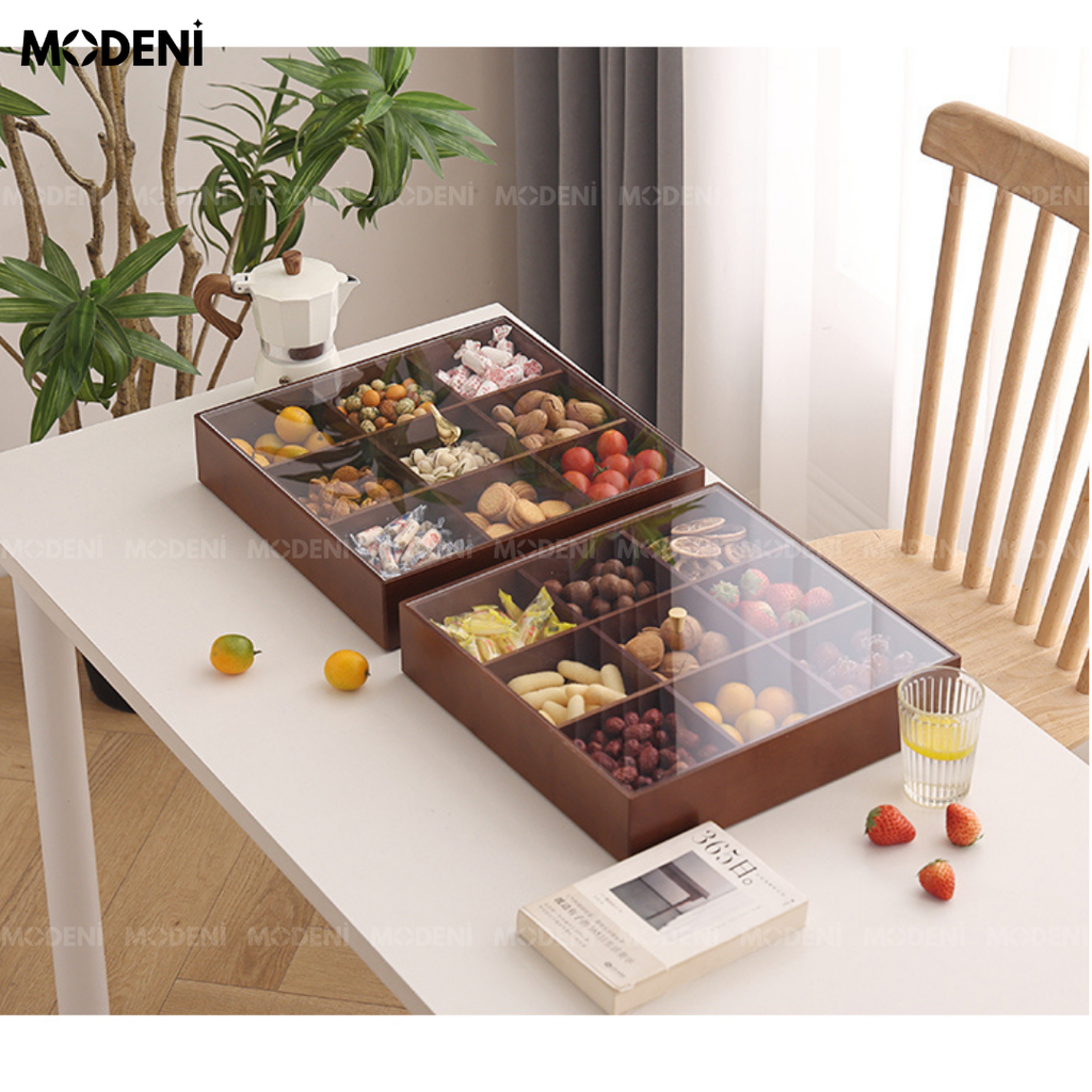 Khay Mứt Tết Pine Nắp Chú Chim 2 Tầng Hiện Đại Sang Trọng