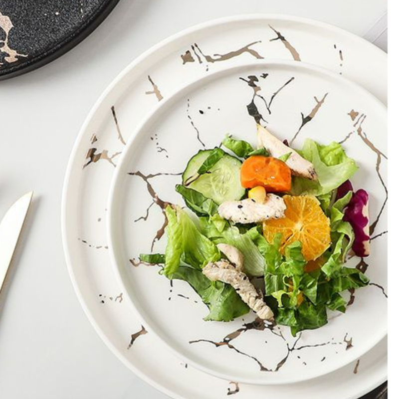 Đĩa Pasta Sứ 20 Rome Marble Trắng Vân Đá Sang Trọng Hiện Đại Châu Âu - Rome Marble Plate