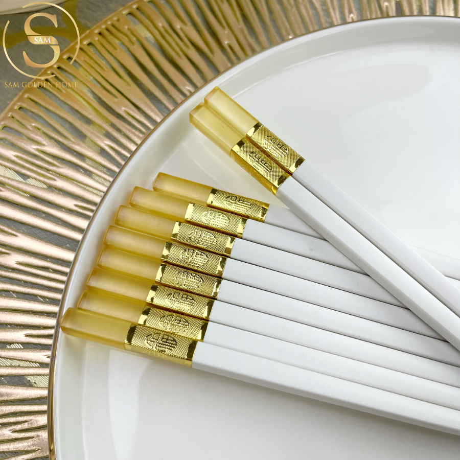 Đũa Amber White Khảm Vàng Sang Trọng