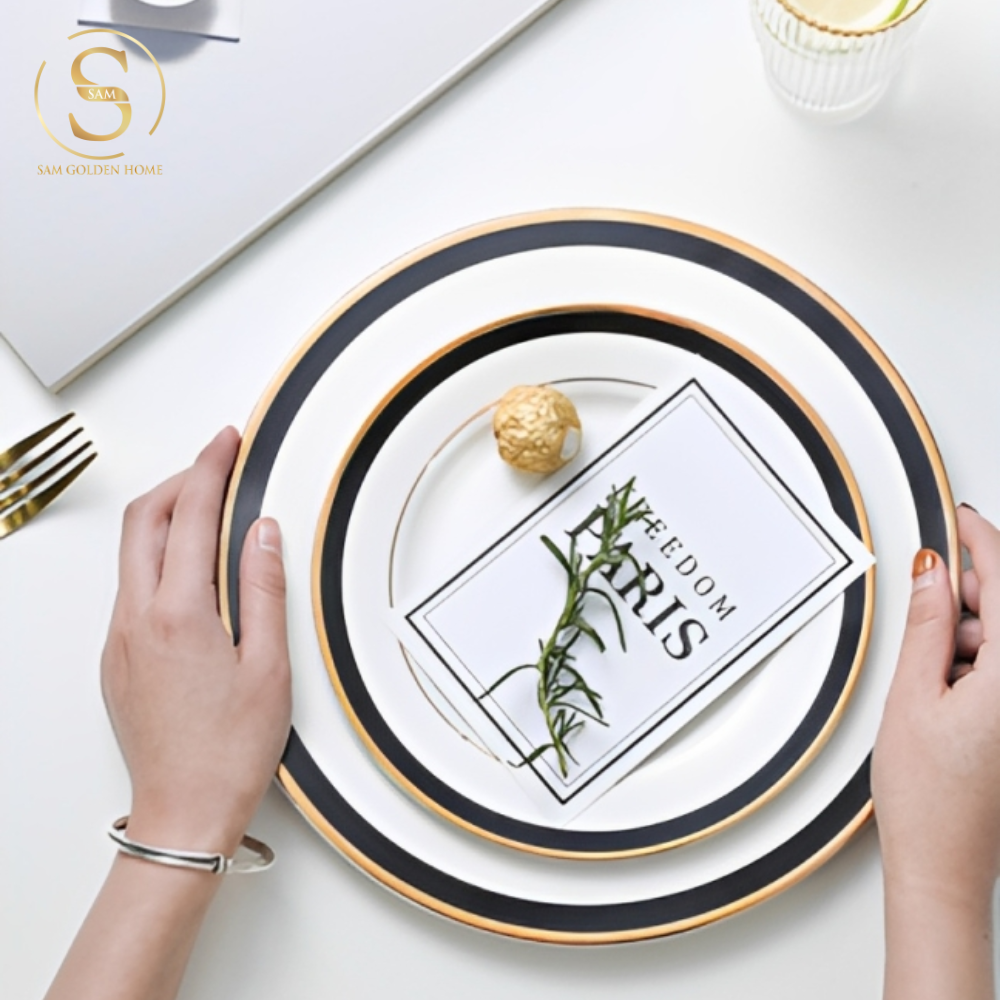 Đĩa Sứ Xương Parista Lớn Cao Cấp Sang Trọng Phong Cách Phương Tây